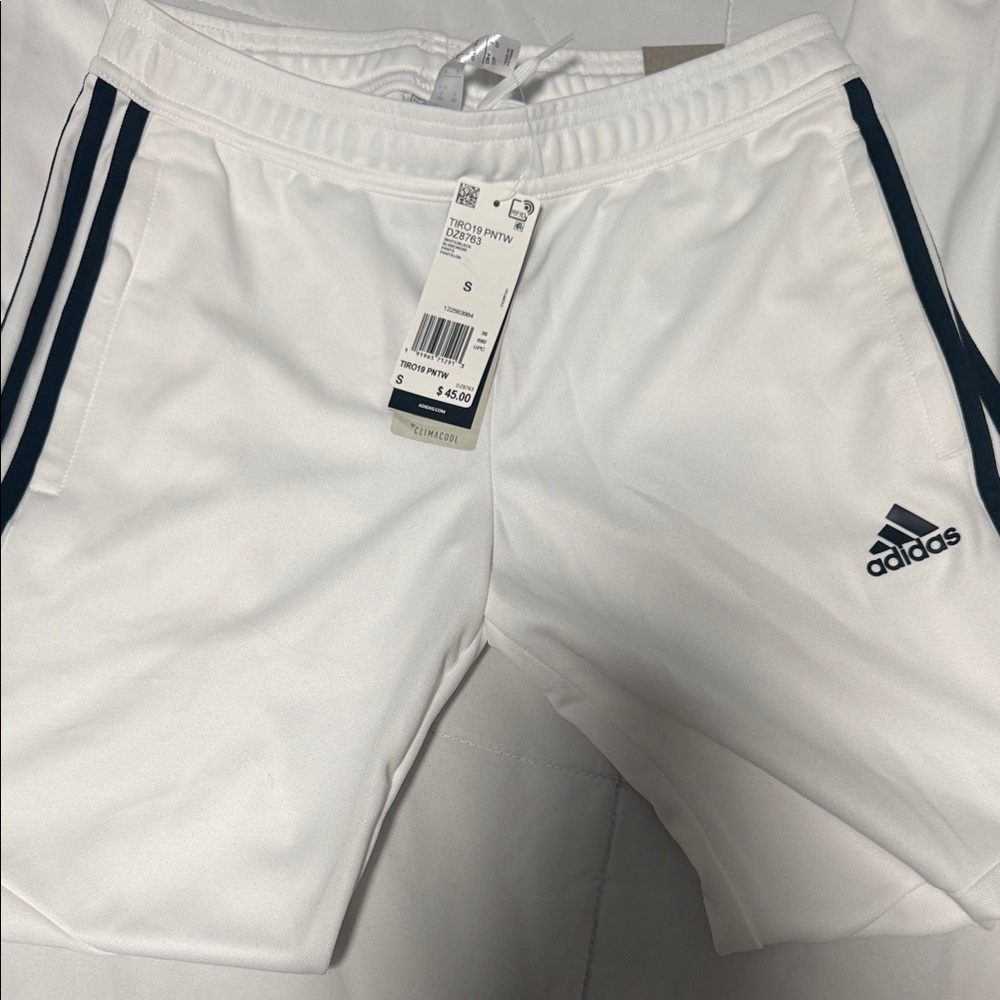 Adidas Men's White Shorts with Black Stripes
